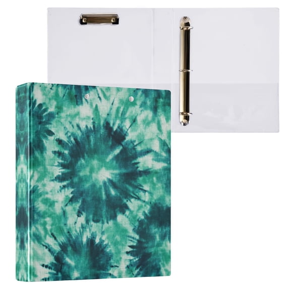 Dark Teal Tie-dye Pattern 3 Ring Hardcover Binders 1.5in Round Rings for Letter-Size Folder Paper Organizer Pockets for Office Student Recipe