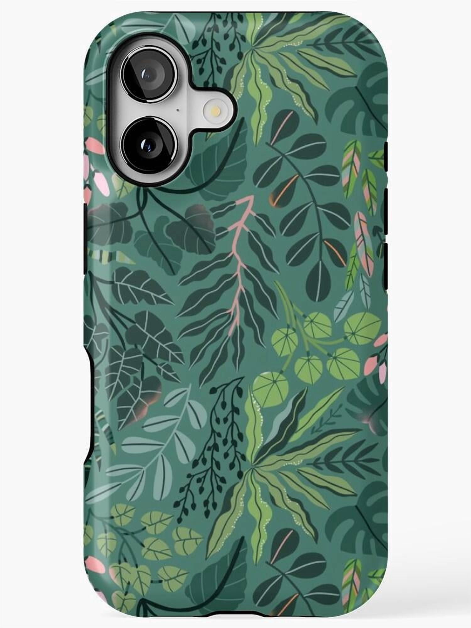 Dark Teal Tropical Leaf Botanical Tough Cell Phone Case for Apple ...