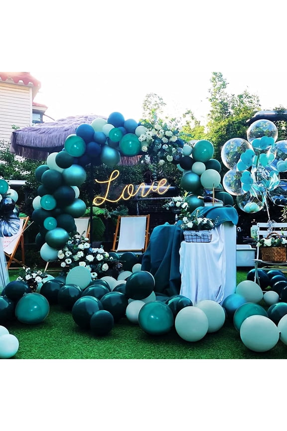 Dark Teal and Tiffany Balloon Arch for 1st Communion Baby Shower Bridal Shower Birthday Balloon Celebration Party Backdrop Decoration