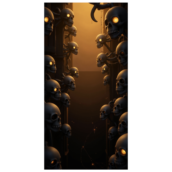 Dark Theme Skull Banner Glowing Eyes Spider Design Halloween for Party Decoration Haunted House Scary Event Background