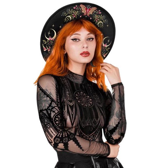 Dark Top Hats for Halloween Costume Parties and Dark Fashion Accessories Comfortable Cotton Polyester Blend