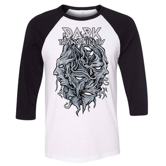 Dark Tranquillity Encircled Logo Dt Black & White Raglan Baseball T-Shirt