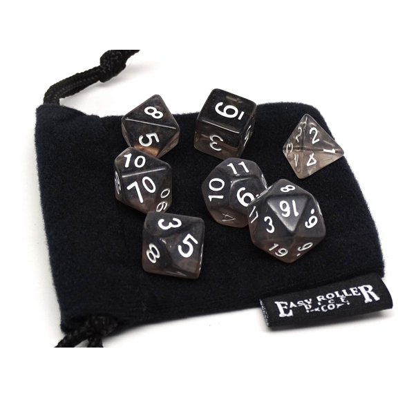 Easy Roller Dice Dark Translucent w/White (7) New