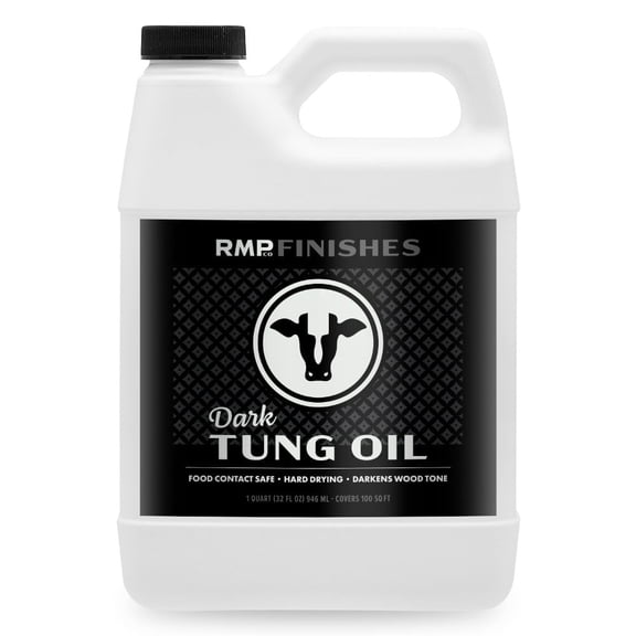 RMP Finishes Dark Tung Oil for Wood Finishing, Cutting Boards, Outdoor Furniture, Butcher Blocks, Wooden Flooring, Food Grade, Waterproof, 32 oz.