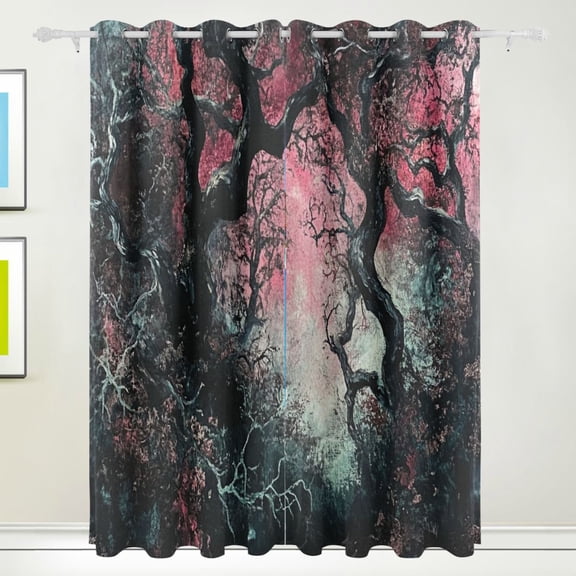 Dark Twisted Trees Blackout Curtains for Living Room Bedroom 55W x 72/84L Insulated Window Drapes 2 Panels
