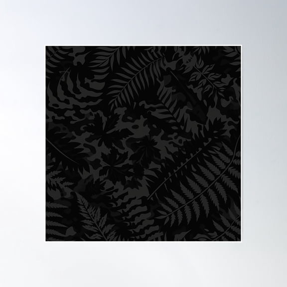 Dark Urban Jungle Camo - Noir Tropical Leaf Pattern For Gothic Streetwear Poster Wall Art, Modern Wall Decor, 16x16 UNFRAMED