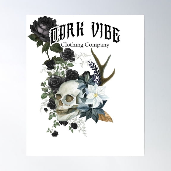 Dark Vibe - Skull And Black Roses Collage - Mystic Witchy Graphic Design Poster Wall Art, Modern Wall Decor For Living Room Bedroom, 8x12 UNFRAMED