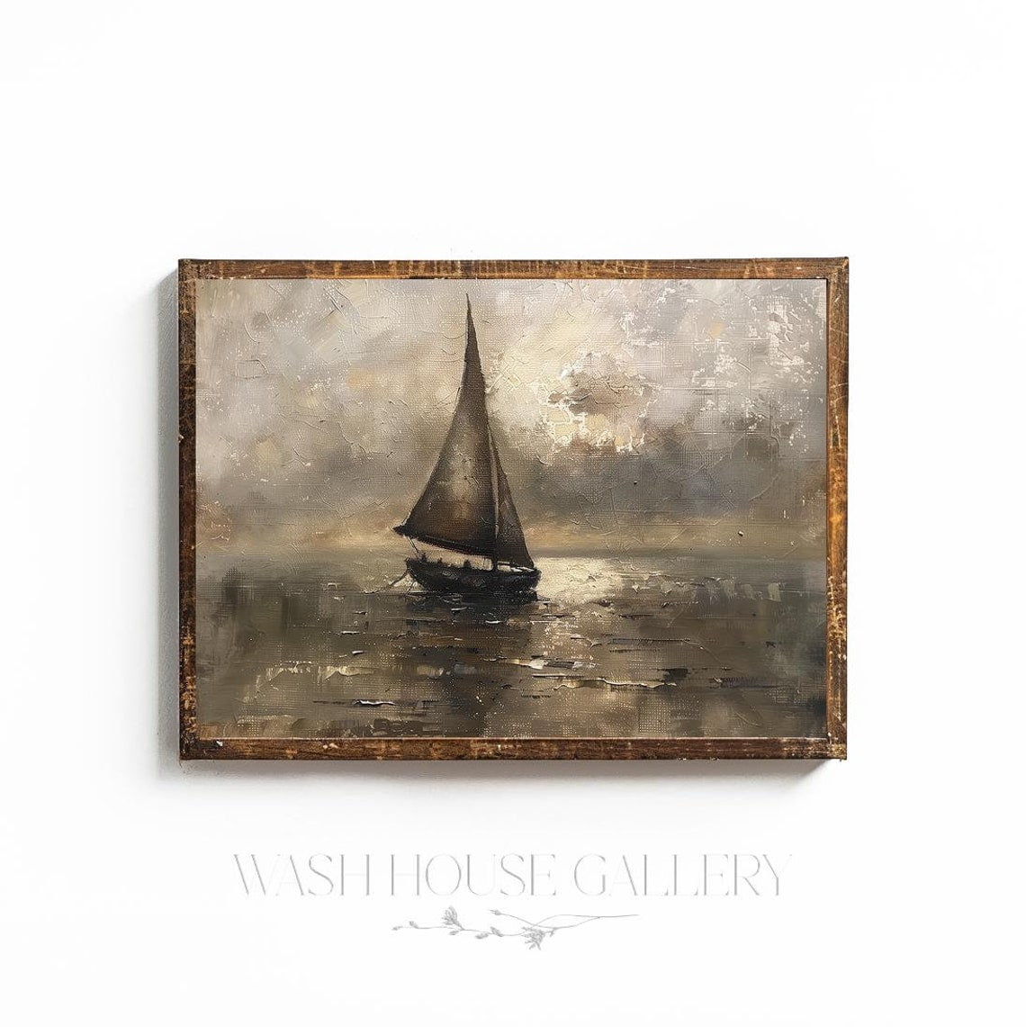Dark Vintage Sailboat Coastal Cottage Wall Art Cottagecore Beach Wall ...