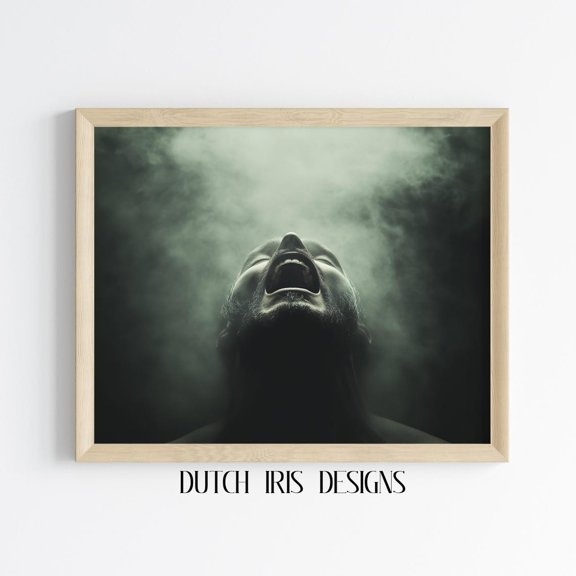 Dark Wall Art, Eerie Smoky Figure, Creepy Scream Vibe, Gothic Decor, Moody Horror Art Print, Fright 516 Home Decor #1997, Unframed Poster Size 8x12