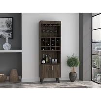 Dark Walnut 1 Cabinet With 12 Wine And 2 Shelves (23.27 In. W Bar 1 Drawer Doors (particle Board