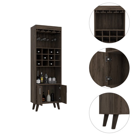Dark Walnut 1-Drawer 2-Shelf Bar Cabinet