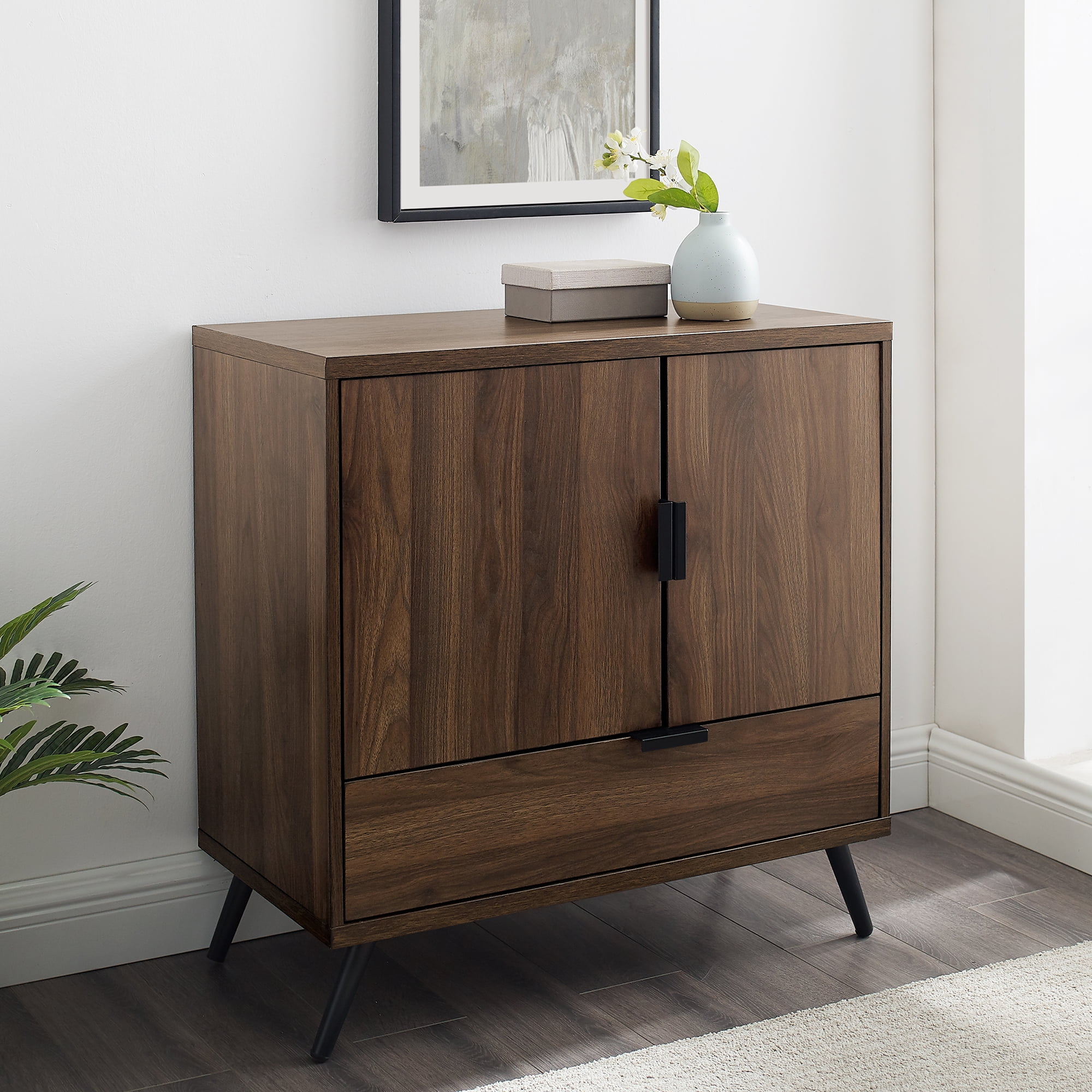 Dark Walnut 2 Door 1 Drawer 30 Inch Accent Cabinet by Manor Park