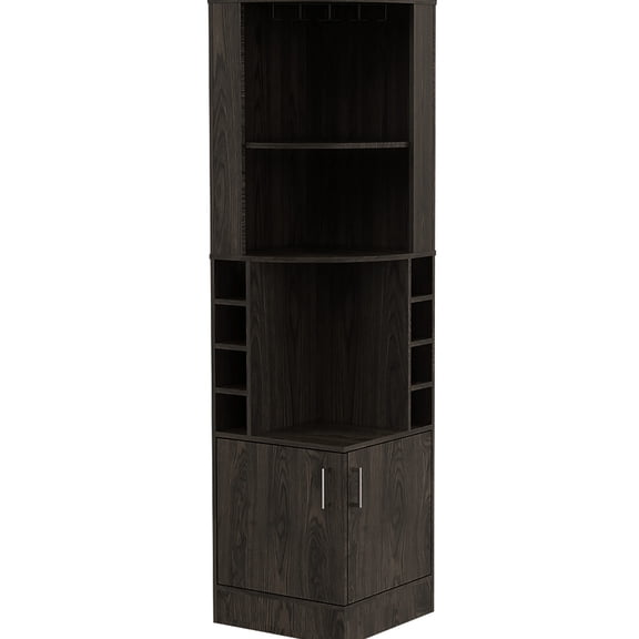 Dark Walnut Bar Cabinet / Concealed Storage for Larger Accessories