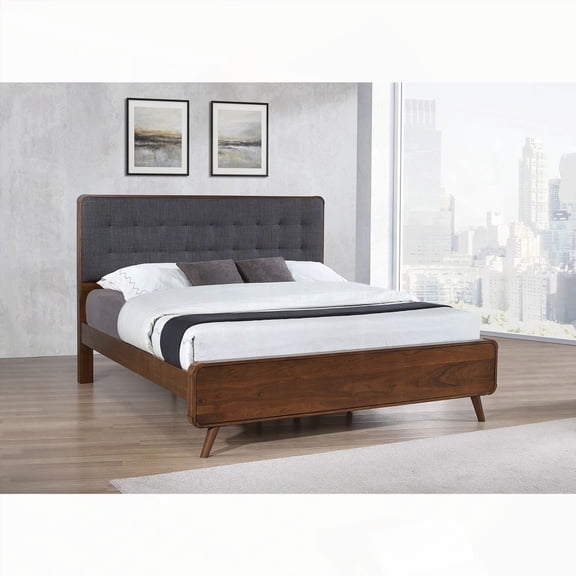 Dark Walnut Eastern King Platform Bed by Carson Carrington: Sturdy & Timeless