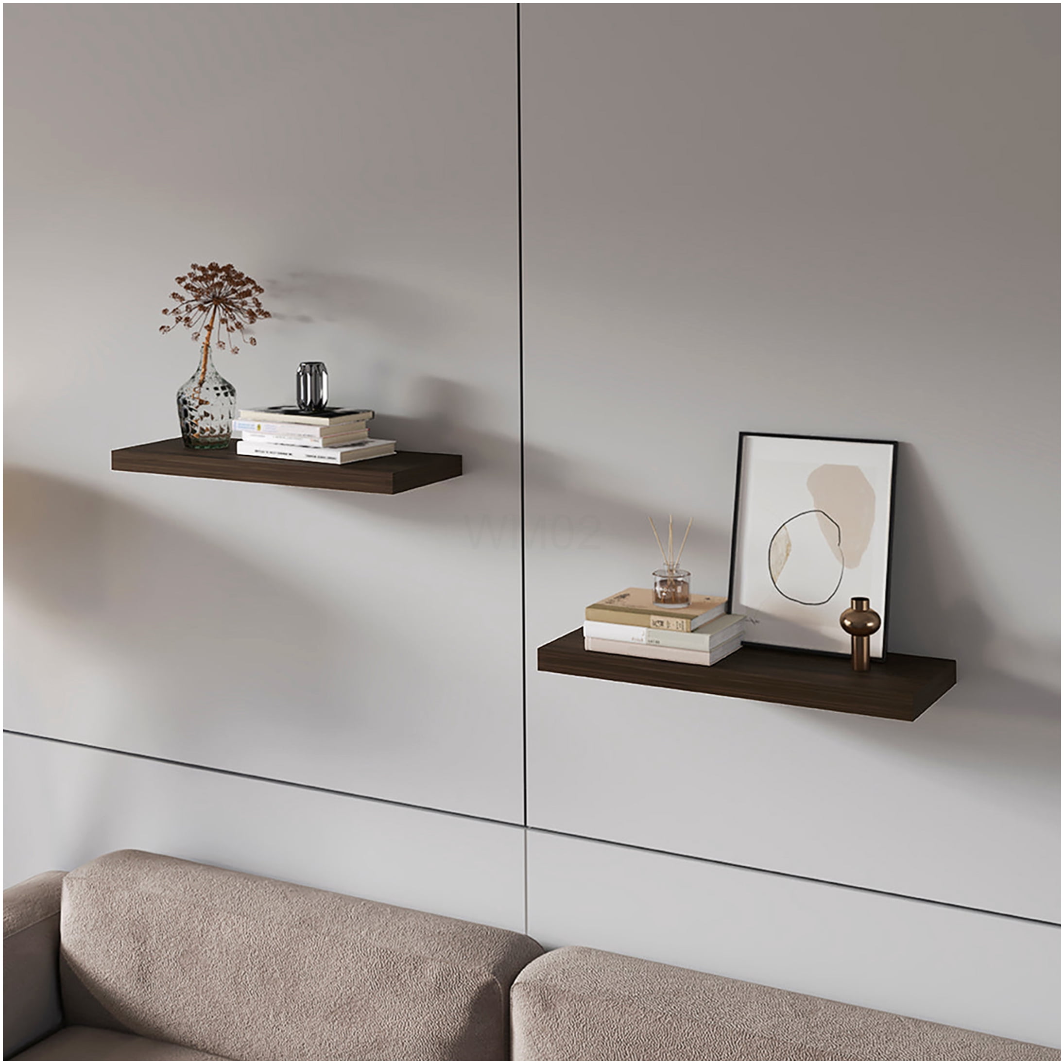 Dark Walnut Floating Shelf, 31.5 Inch Wall Mounted Shelving with Invisible Brackets for Modern Home Decor