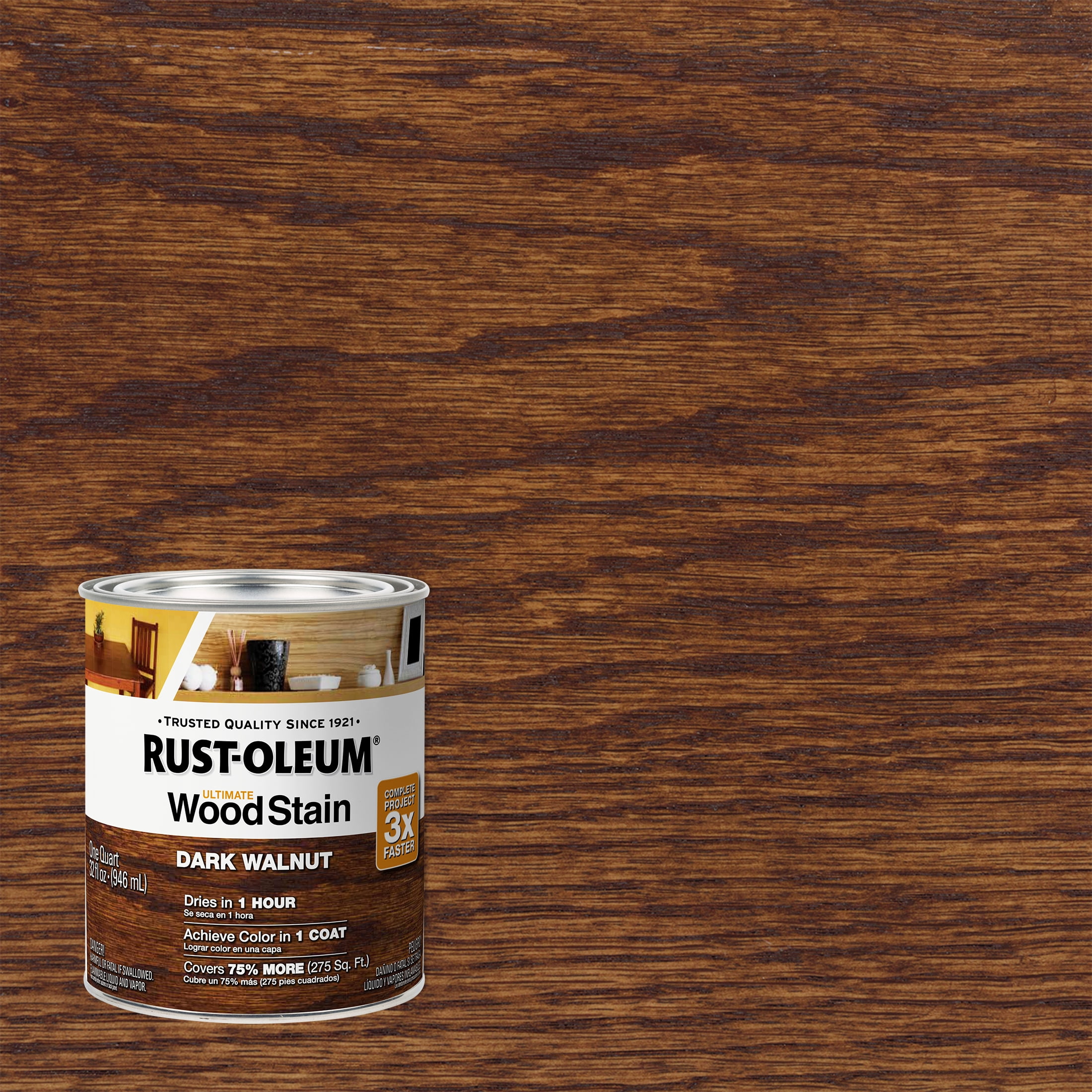 Dark Walnut, Rust-Oleum Ultimate Wood Stain-205573, Quart