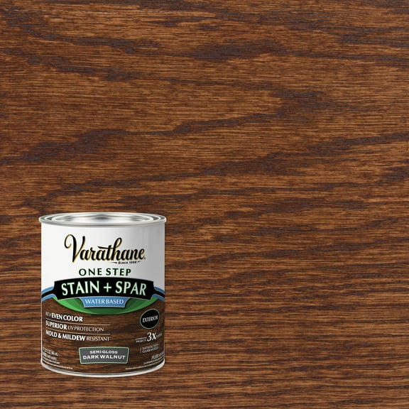 2 Pack, Dark Walnut, Varathane One Step Wood Stain + Spar Water-Based Urethane-388144, Quart