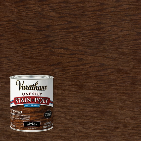 Dark Walnut, Varathane Stain + Polyurethane, Semi-Gloss -337037, Quart