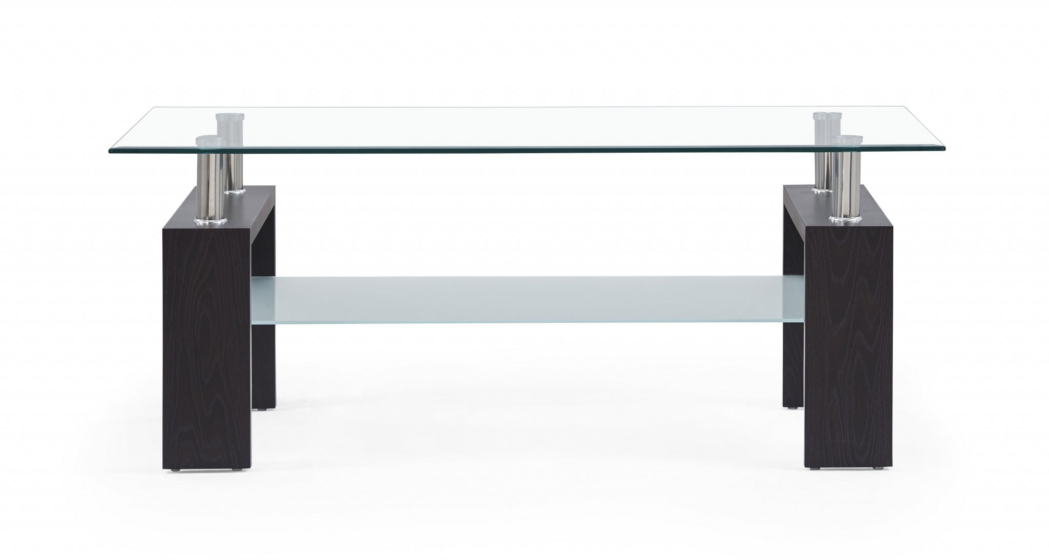 Rectangular Dark Walnut and Clear Glass Lift-Top Coffee Table with Storage