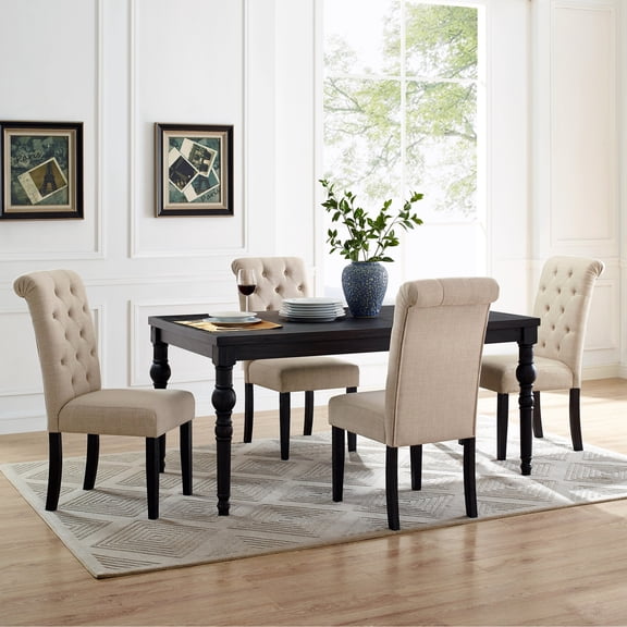 Dark Wash Wood Dining Arrangement In Urban Tan Style: Table & 4 Chairs Style Collection: Chairs,