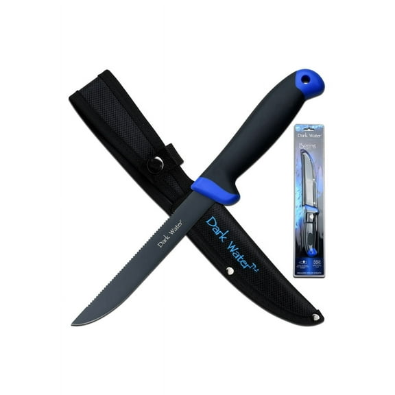 Dark Water - 11 inch Boning Fillet Fixed Blade Knife with Line Cutter For Fishing