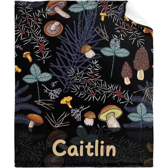 Dark Wild Forest Mushrooms Customized Blanket Soft and Lightweight Flannel Throw Suitable for Use in Bed, Living Room and Travel 60"x50" for Teens