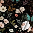 thumbnail image 1 of Dark Wildflower Butterfly Wallpaper, Boho Vintage Floral peel and stick wallpaper, waterproof, Home Decor for Bedroom, Living Room, Bathroom, Kitchen Cabinet, Dorm Room [17.7 * 118 in], 1 of 8