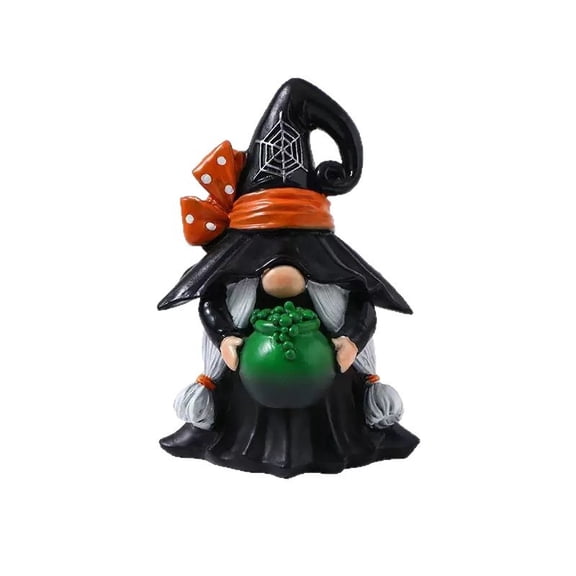 Dark Witch Decor with Potion Bottle Halloween Tabletop Figurine Cute Sorceress Ornament for Desk Shelf
