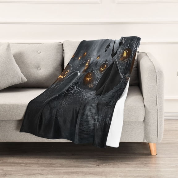 Dark Witch and Haunted House Throw Blanket 60" x 90" Soft and Warm Blankets for Couch Sofa and Bed
