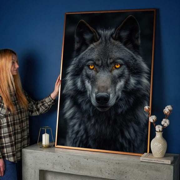 Dark Wolf Majestic Wild Animal Portrait Wildlife Lodge Office Decor Wall Art Unframed Paper Print