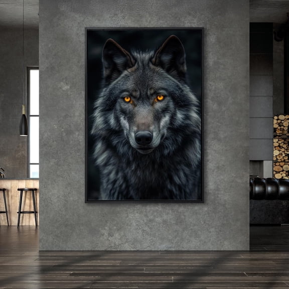 Dark Wolf Wall Art Majestic Wolves Wall Art Decor Amber Eyes Poster Wild Animal Portrait Wall Art Apartment Wall Decor Home Decor UNFRAMED Poster, Wall Art for Decor, Present, 16x24