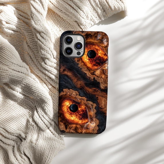 Dark Wood Grain Effect Phone Case Fits iPhone Samsung Galaxy Durable Hard Shell Rustic Nature Lover Gift