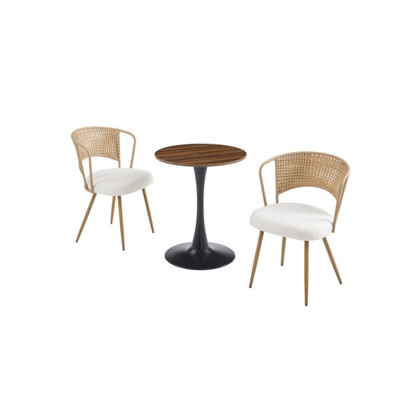 Dark Wood Grain Round Dining Table,Modern Dining Table, Dining Table,MDF Tabletop And Iron Spray-Painted Matte Base,Modern  Oval Dining Table,Mid Century Coffee Table for Living Room 24 Inch