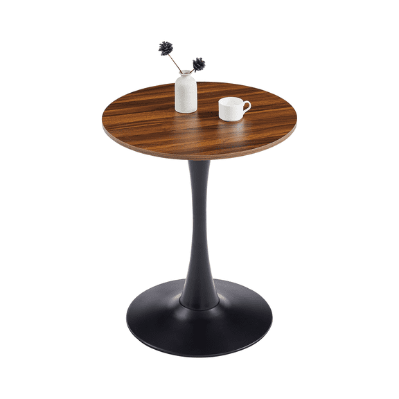 Dark Wood Grain Round Dining Table,Modern Dining Table, Dining Table,MDF Tabletop And Iron Spray-Painted Matte Base,Modern Oval Dining Table,Mid Century Coffee Table for Living Room 24 Inch No.6363