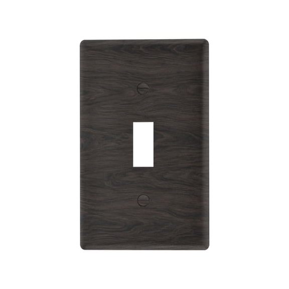 Dark Wood Grain Texture Decorative Wall Plate, Flame Retardant PC Plastic Light Switch & Outlet Cover with Mounting Screws Fits Toggle Switch