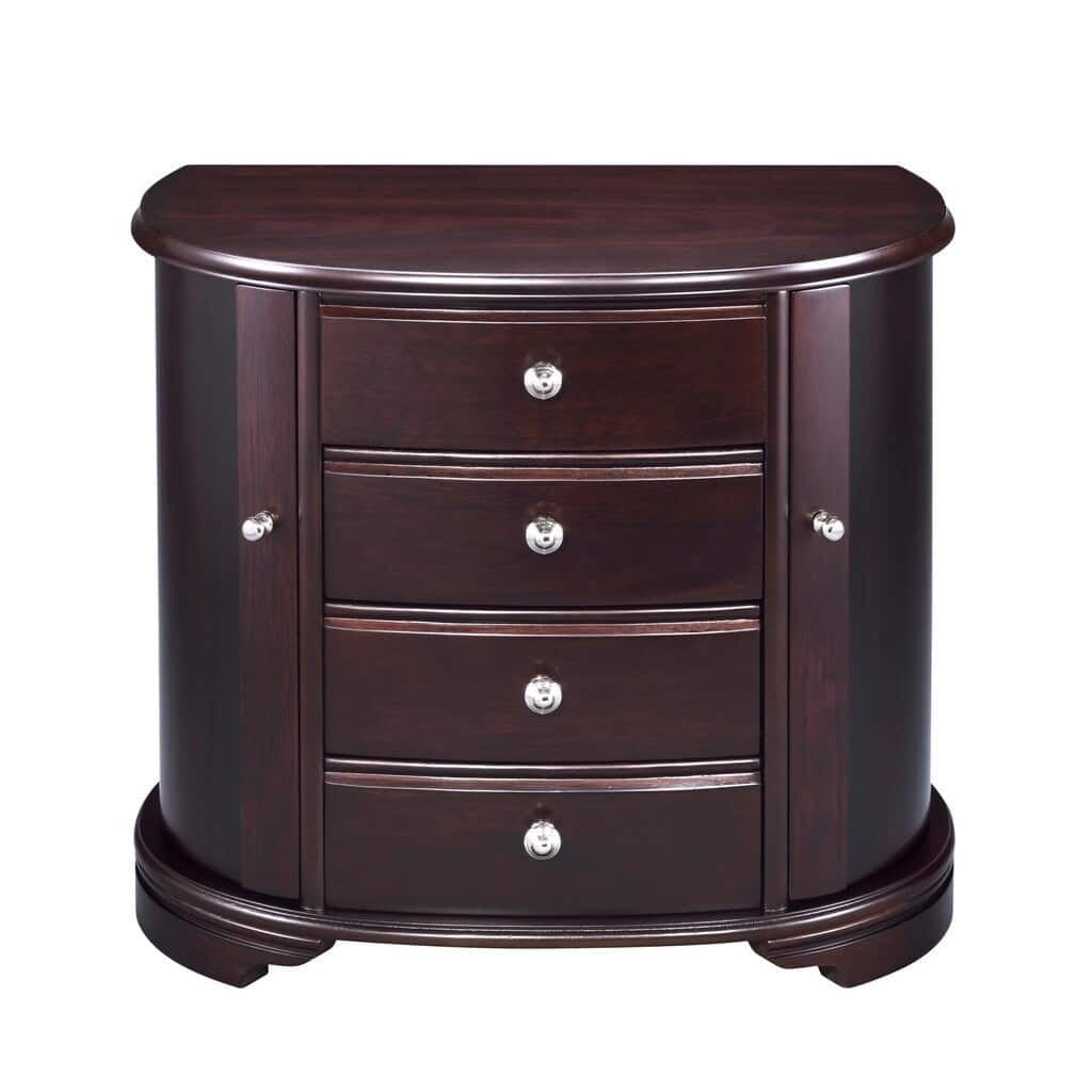 Dark Brown Wood Jewelry Box with Velvet Lining