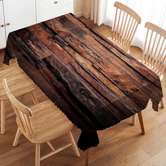 Dark Wood Rectangle Tablecloth Vintage Natural Wooden Board Table Cloth for Kitchen Dining Rustic Tablecloths Farmhouse Style Table Cover Decor for Party Patio 60 x 84 Inch
