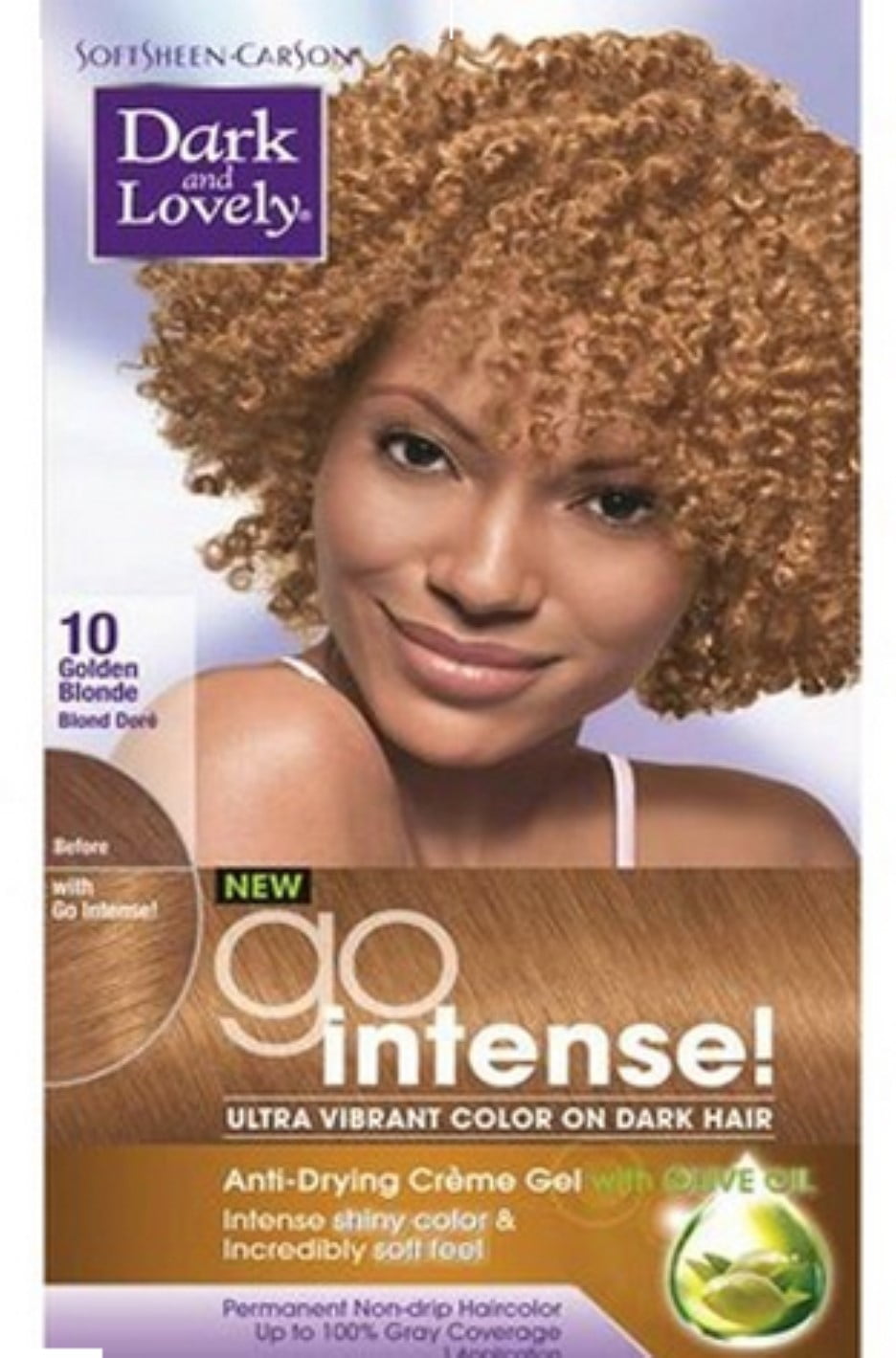 Dark and Lovely Go Intense! Hair Color No.10, Golden Blonde, 1 ea (Pack of 4)