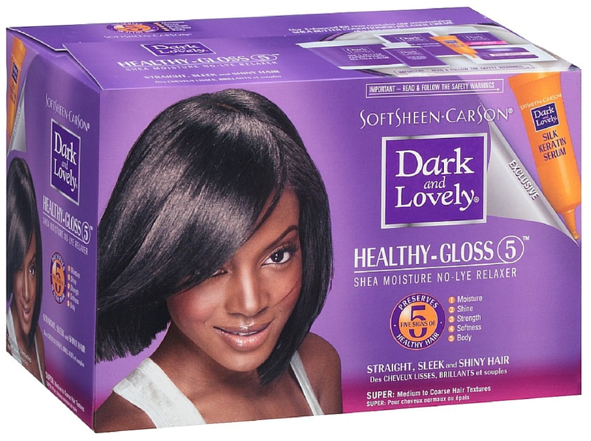 Dark and Lovely Healthy-Gloss 5 Shea Moisture No-Lye Relaxer Kit, Super 1 ea (Pack of 3)