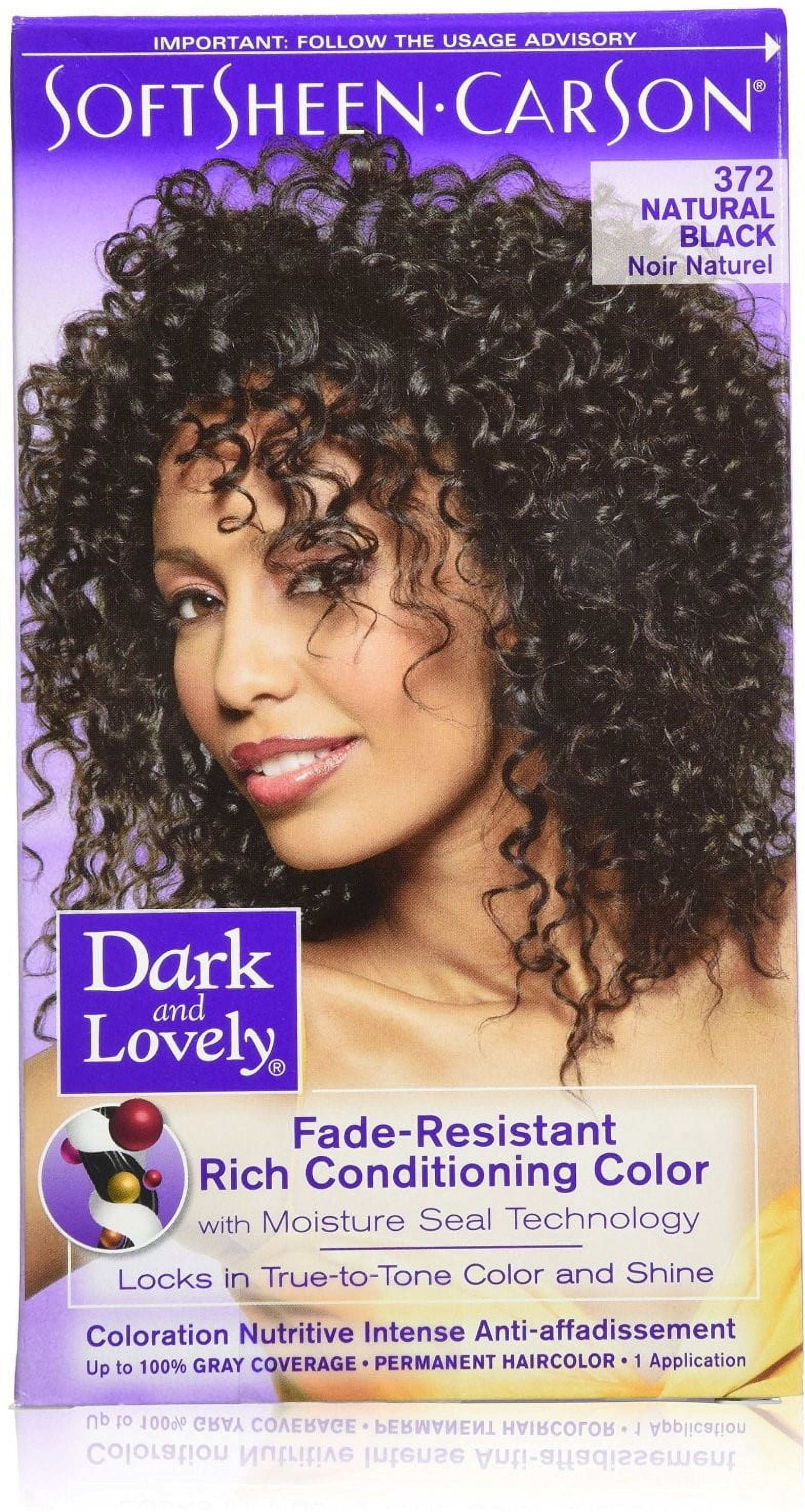 Dark and Lovely Permanent Hair Color 372 Natural Black 1 Each - (Pack of 2)