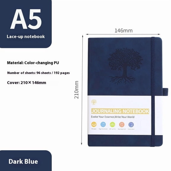 Dark blue Lined Journal Notebook, 192 Pages Hardcover Writing Notebook, A5 College Ruled Notebook for Office, School, Work Notes
