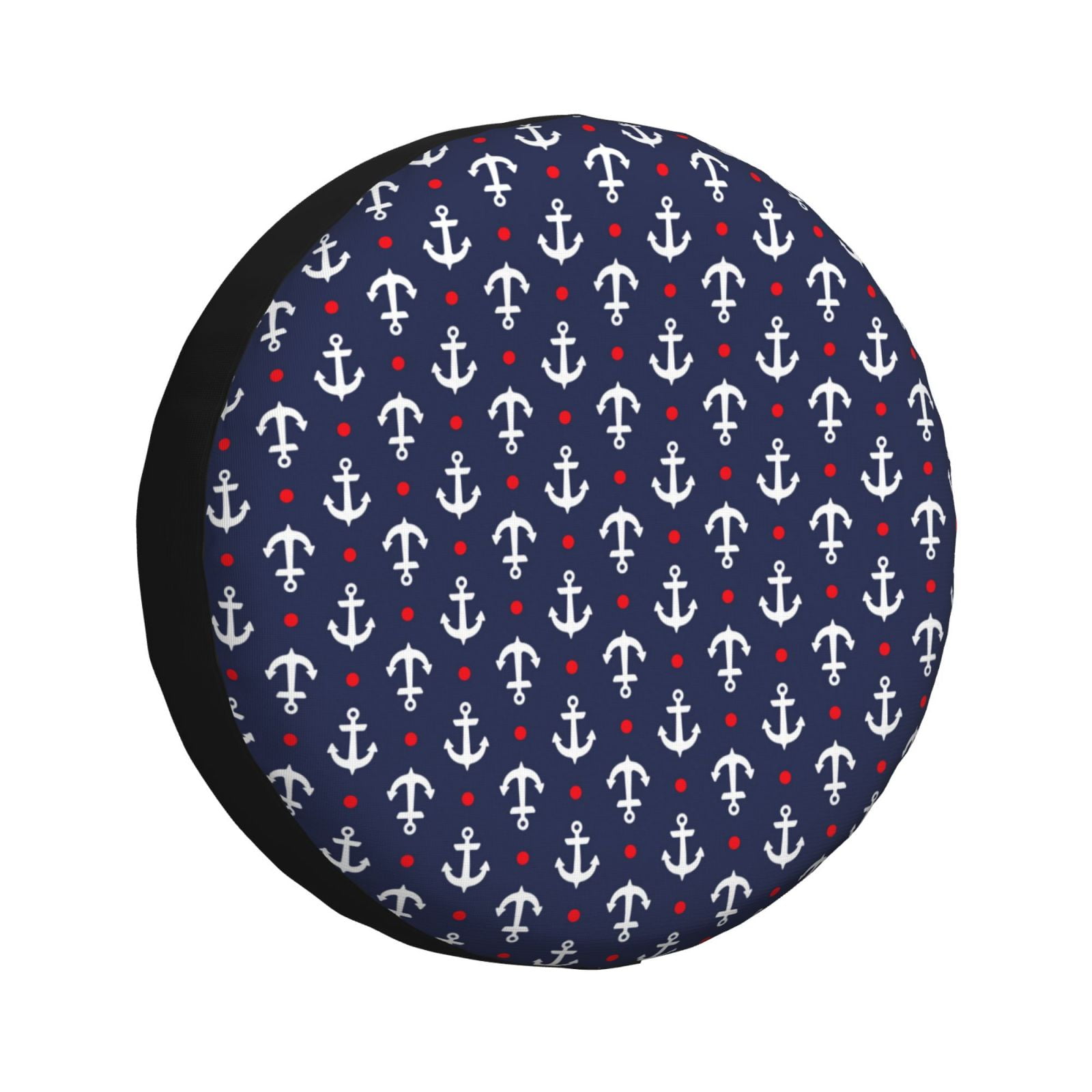 Dark blue anchors red dots Spare Tire Cover for Trailer Camper RV Truck SUV 15 inch, Waterproof