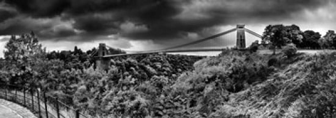 Dark clouds over a suspension bridge Clifton Suspension Bridge Bristol England Canvas Art - Panoramic Images (18 x 7)