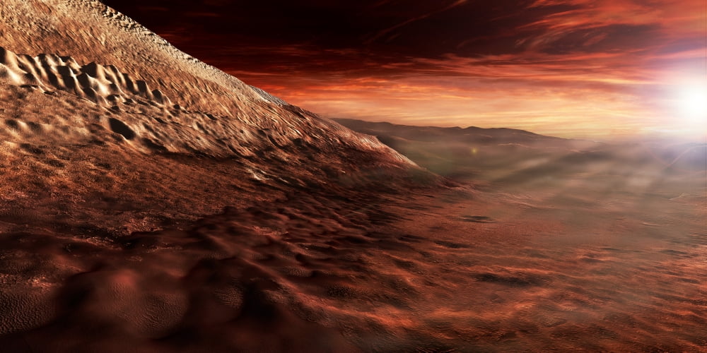 Dark dunes march along the floor of Gale Crater Mars Canvas Art - Steven HobbsStocktrek Images (40 x 20)