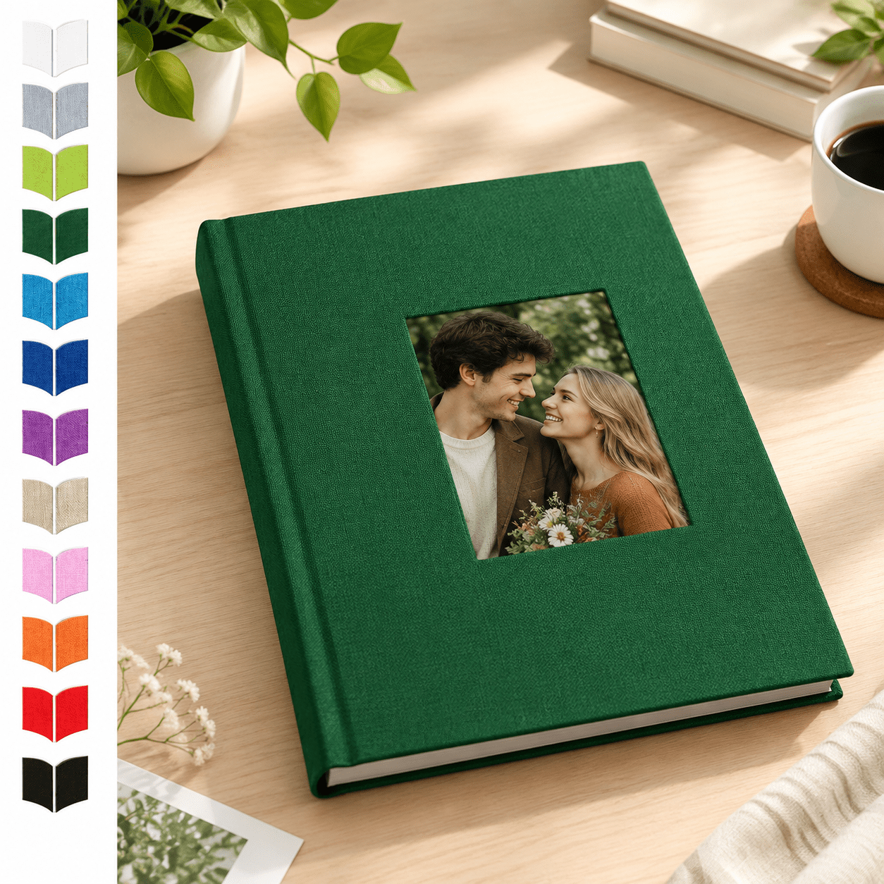 Child Memory Book Dark green 300 Pockets Linen Cover 4x6 Photo Album Memory Book ...