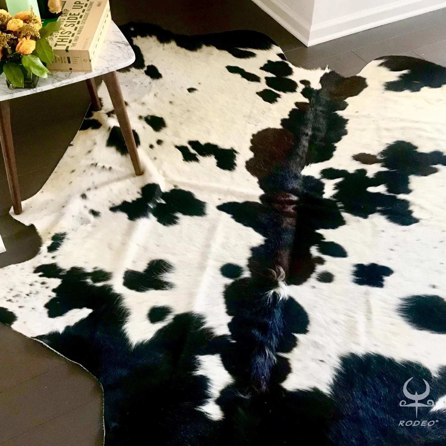 Dark spotted Tricolor Cowhide Rug