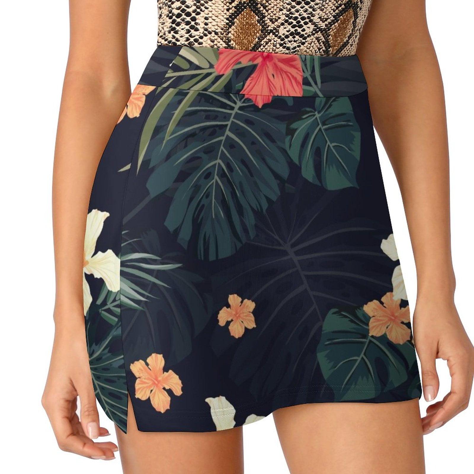 Dark tropical flowers Light Proof Trouser Skirt women's skirts trend 