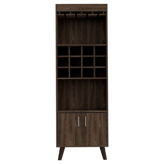 Dark walnut finish, 12 wine compartments | Best for living room organization, durable materials