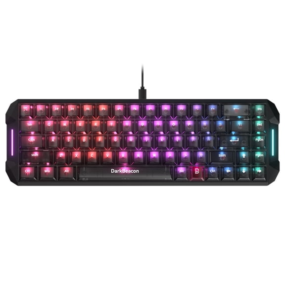 DarkBeacon 68 Keys Gaming Keyboard, 65% Compact Mechanical Keyboard, Wired Silent Keyboard, RGB Backlit, Black