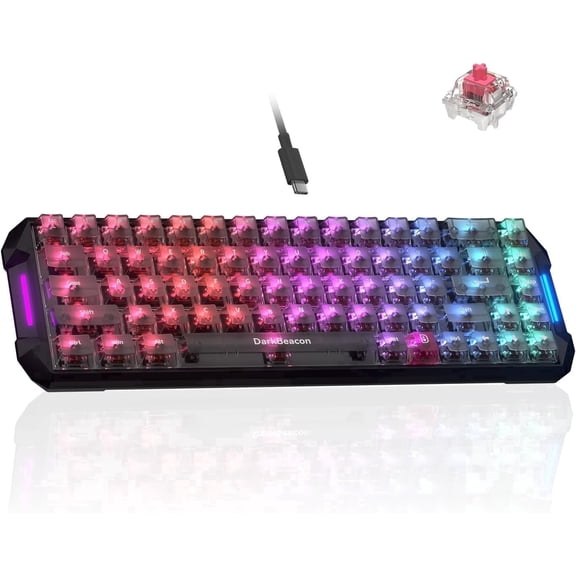 DarkBeacon Blade 65% Gaming Mechanical Keyboard, Compact Mini 68 Key with Linear Wired Keyboard,RGB Backlit, for Windows Laptops and PC Gamers,Black